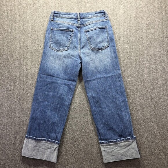 KUT From The Kloth Jeans Womens 2 Blue Sienna Wide Leg High Rise Cuffed Cropped - Picture 2 of 9